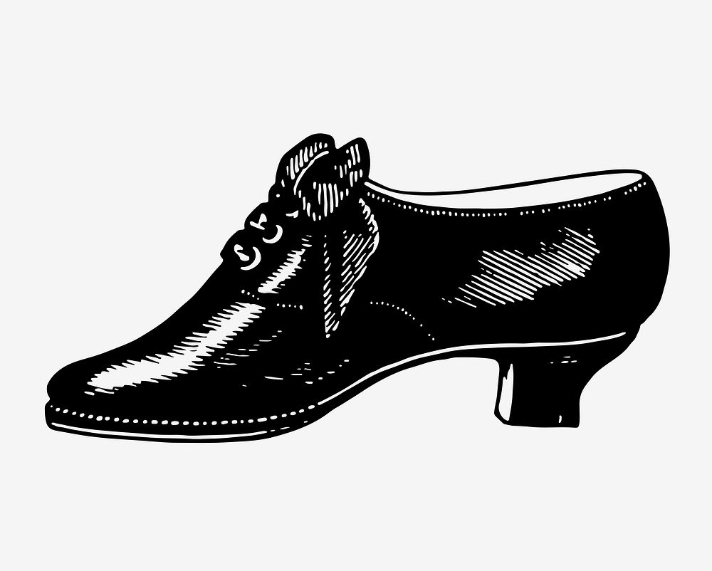 Vintage Victorian style leather heeled shoe engraving vector