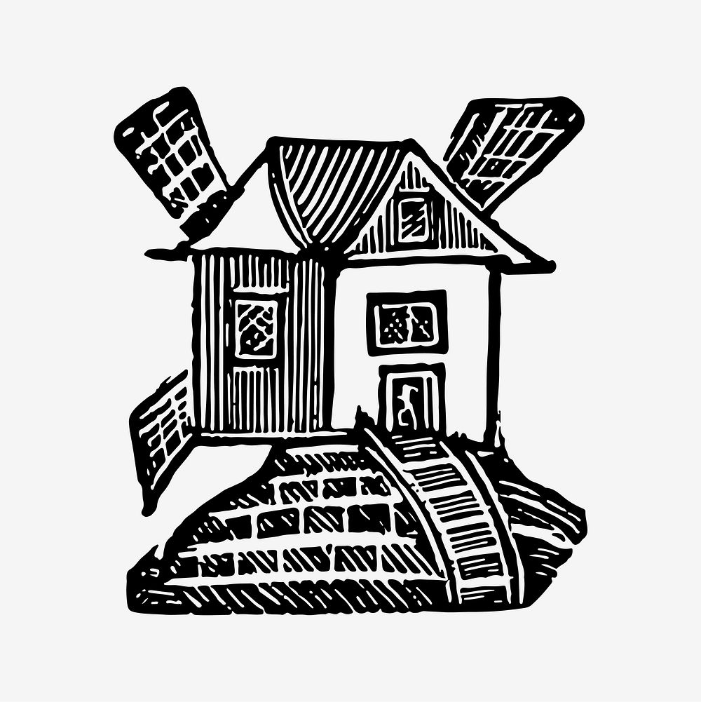 Vintage Victorian style house engraving vector