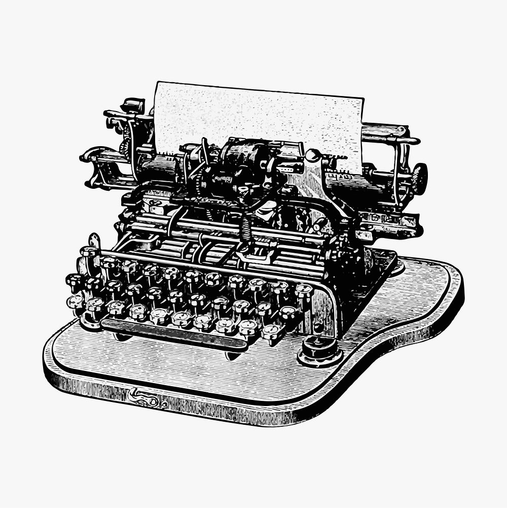 Vintage Victorian style retro typewriter engraving vector