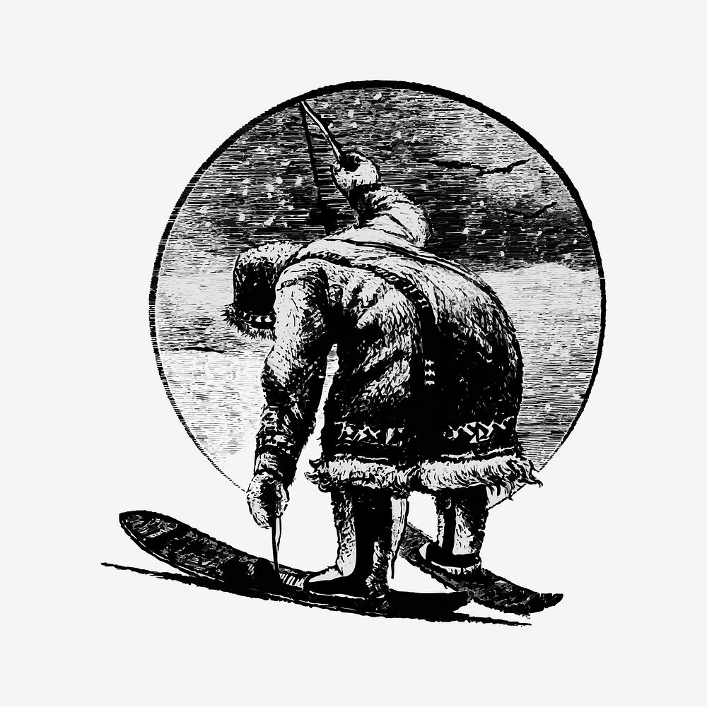 Winter man skiing illustration