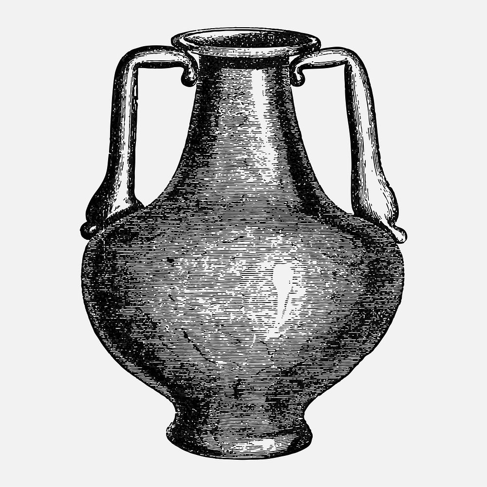 Vintage European style vase illustration engraving