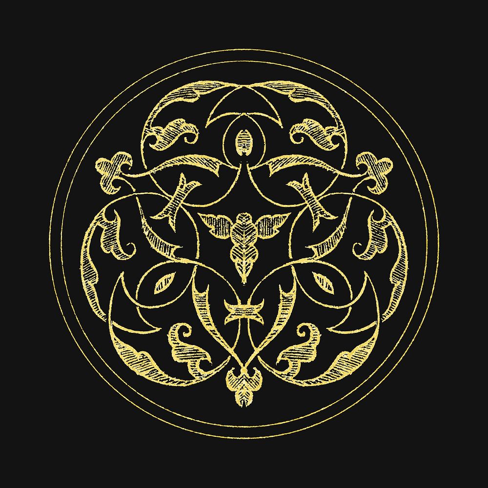 Medieval gold emblem vector badge symbol