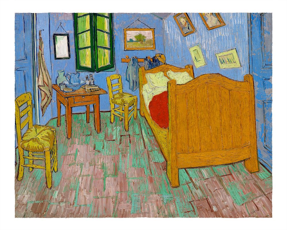 The Bedroom illustration wall art print and poster. Original by Vincent van Gogh, digitally enhanced by rawpixel. 