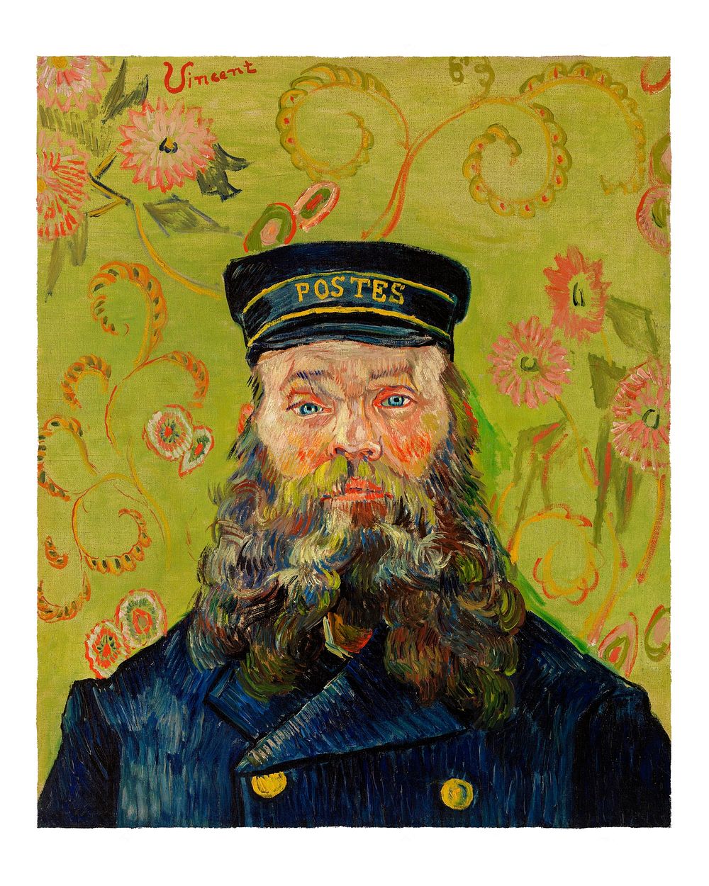 Portrait of Joseph Roulin (1888) illustration wall art print and poster. Original by Vincent Van Gogh, digitally enhanced by…