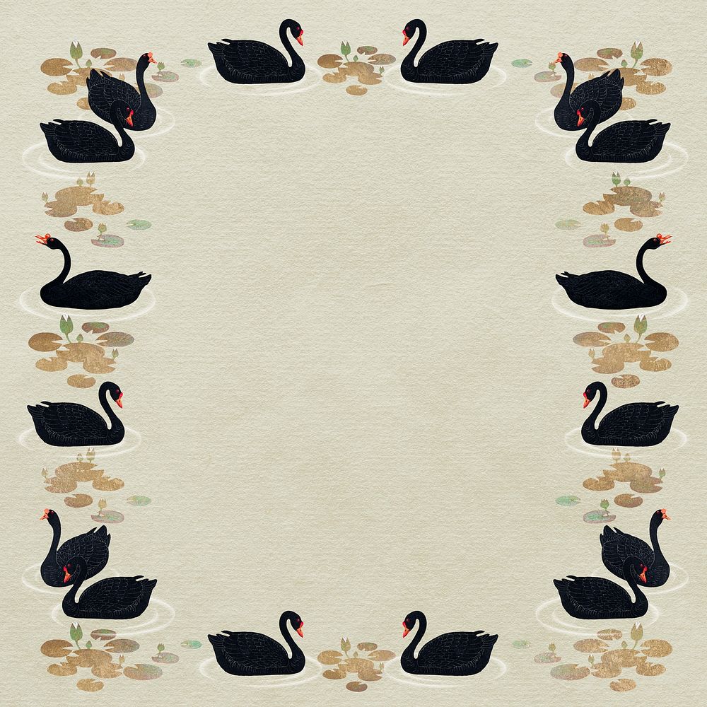 Black geese frame vintage illustration 