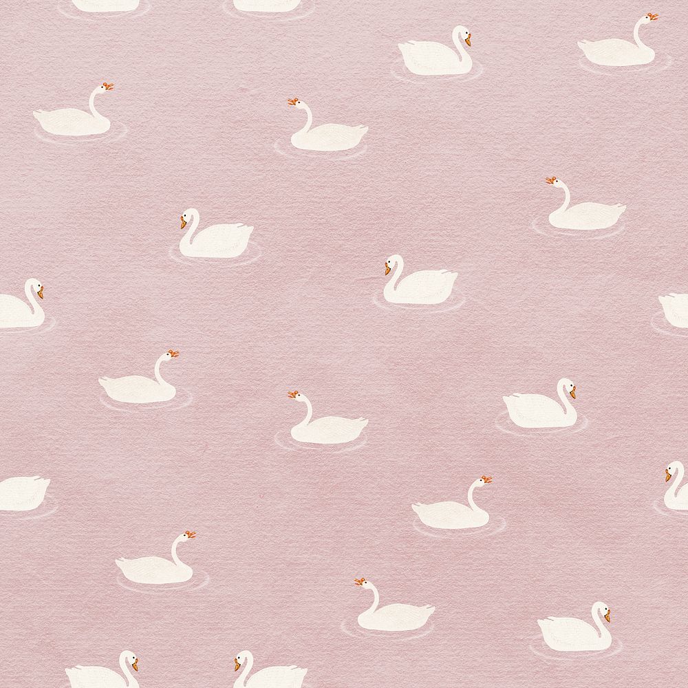 White geese seamless pattern on a pink background illustration