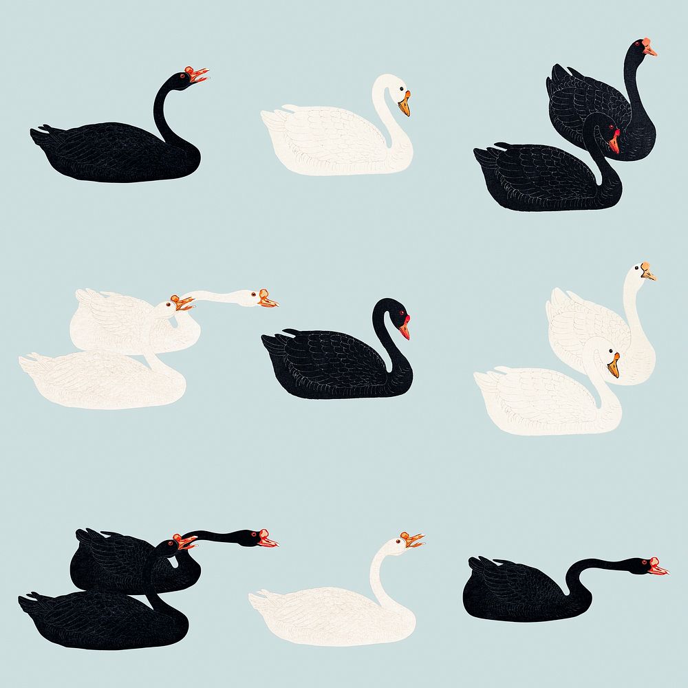 White and black geese design elements 