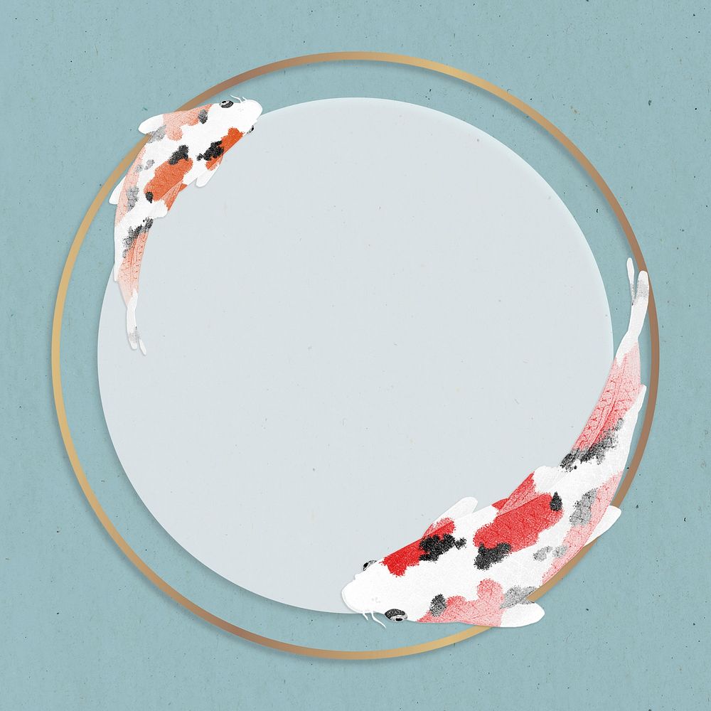 Round koi fish frame design element
