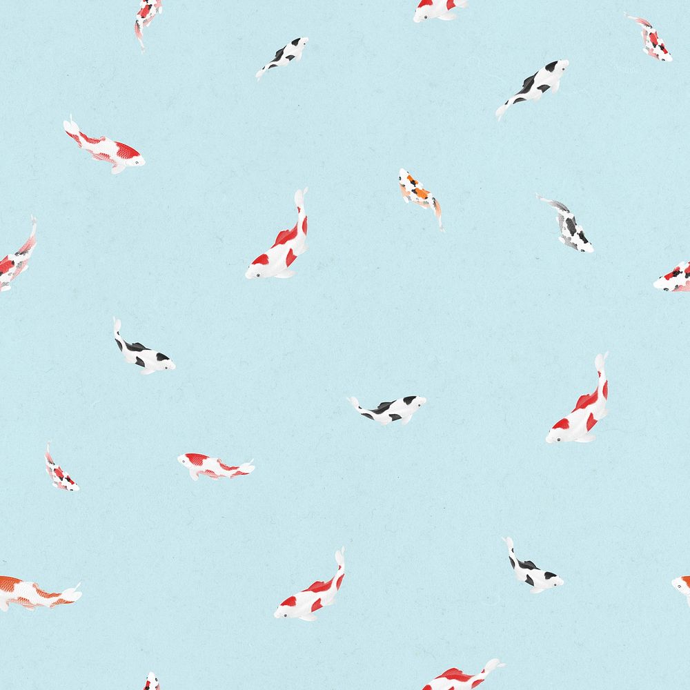 Swimming koi fish seamless patterned background illustration