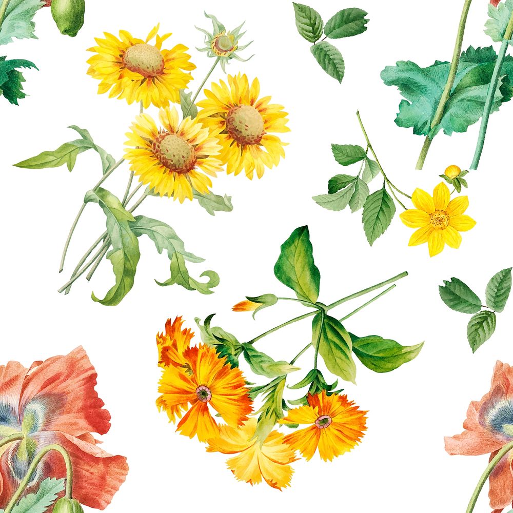 Hand drawn floral wallpaper vector