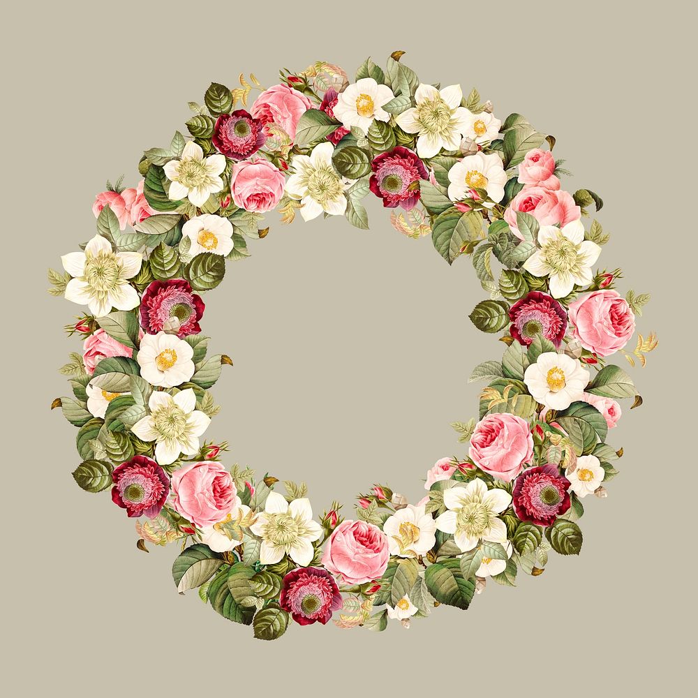 Wreath of beautiful blooming wildflowers | Premium PSD - rawpixel