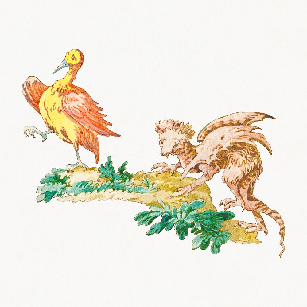 Vintage bird design elements