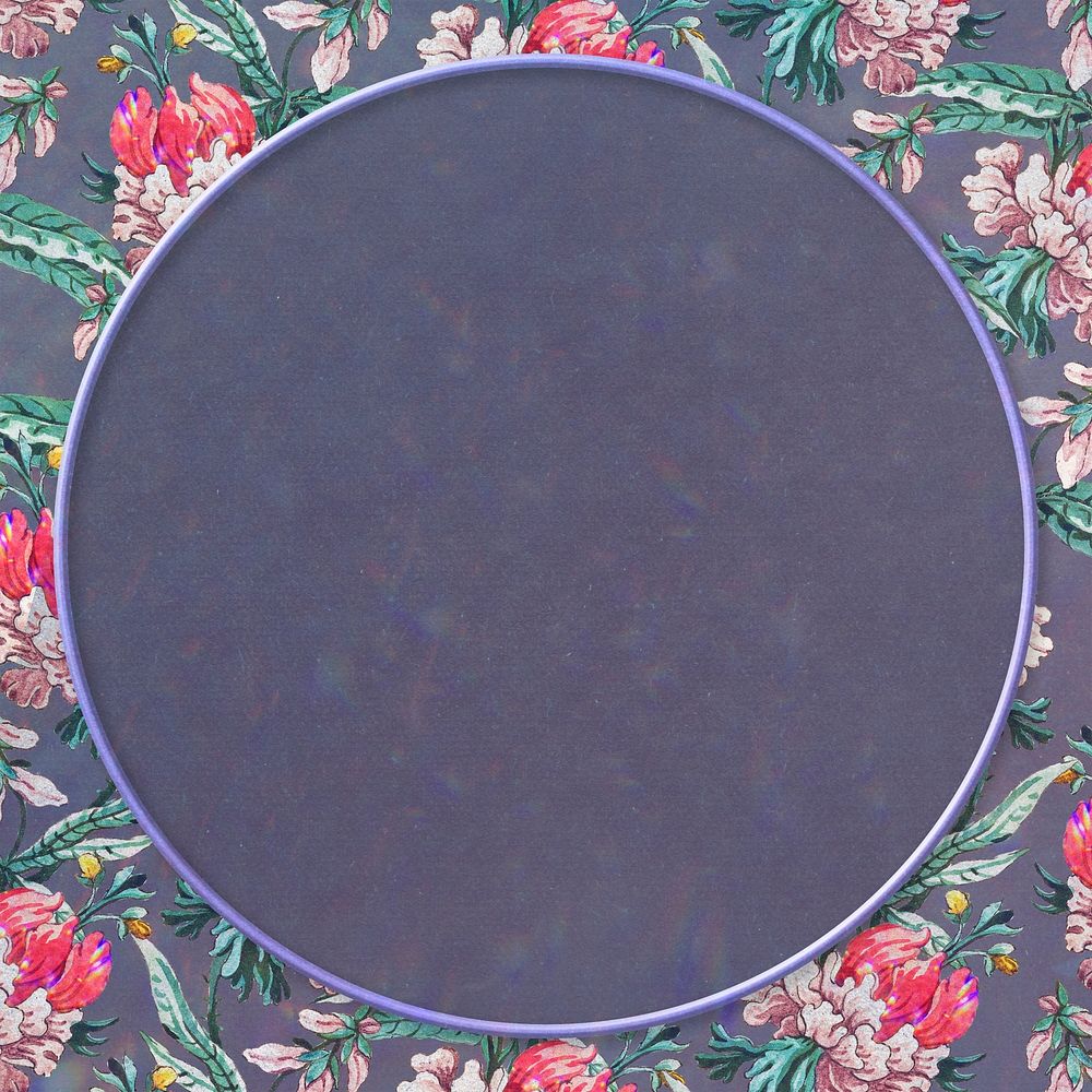 Vintage floral round frame design element