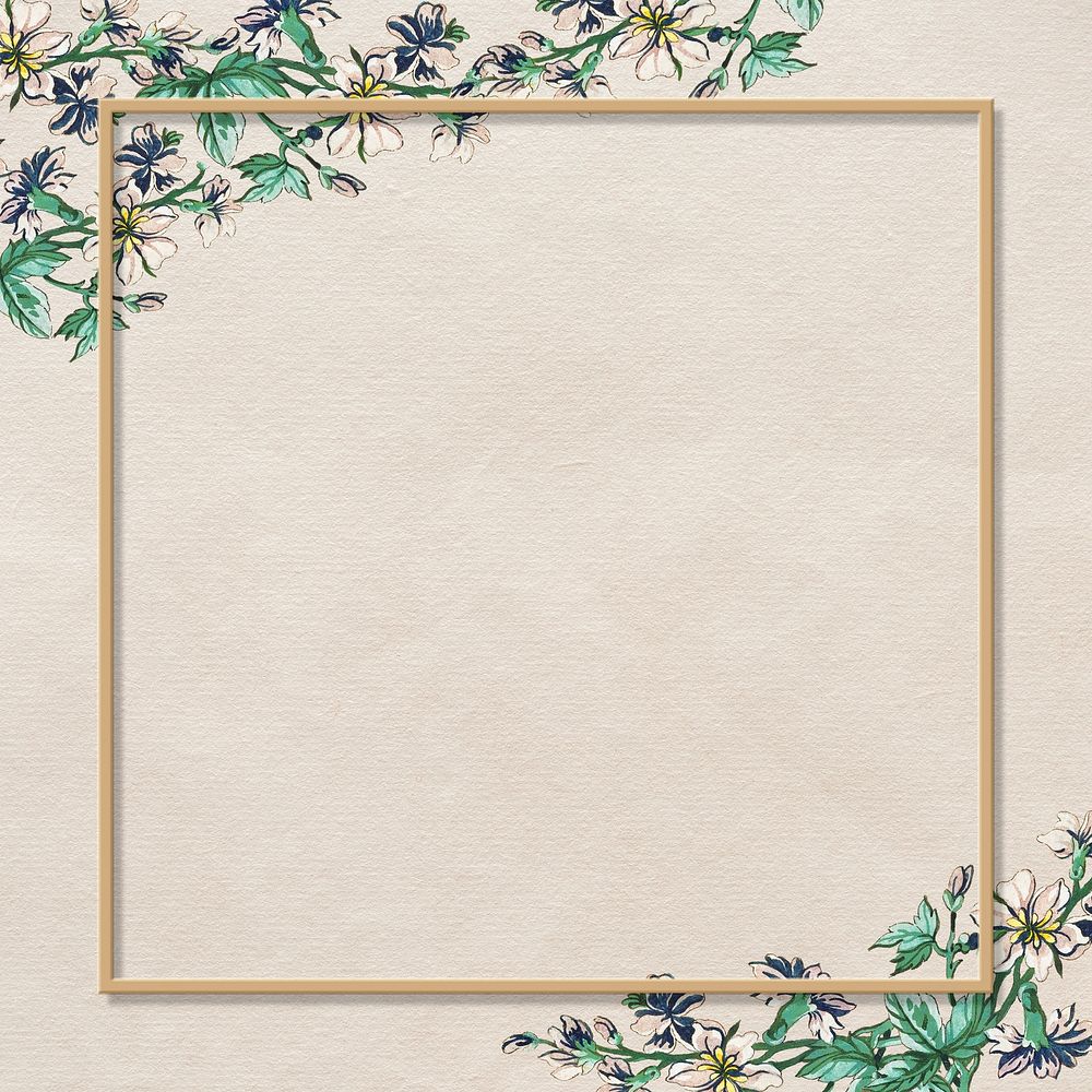 Vintage blooming floral frame design element