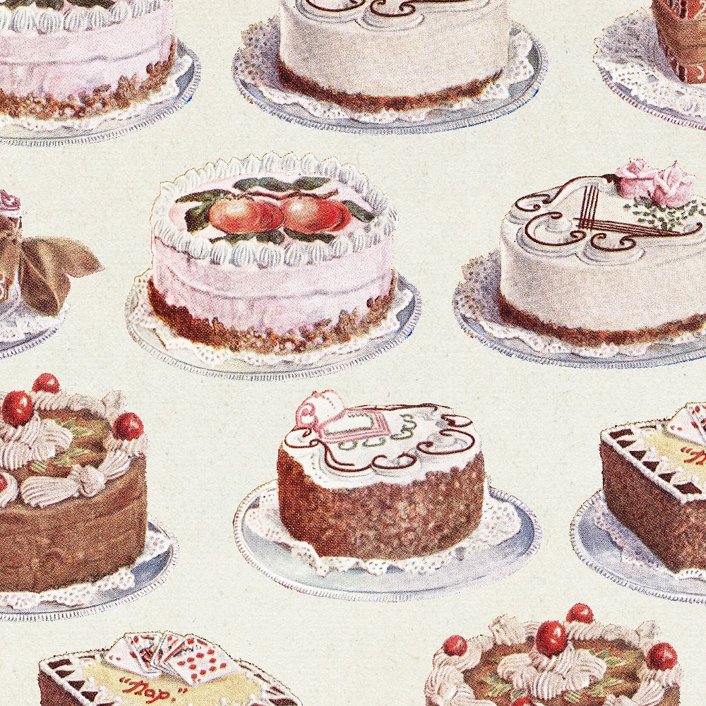 Fancy cakes patterned background