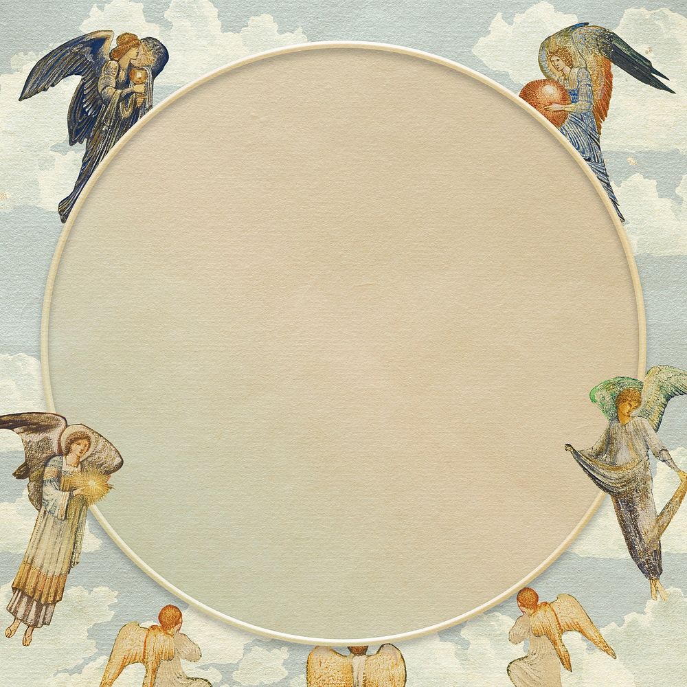 Vintage angel illustration frame design element