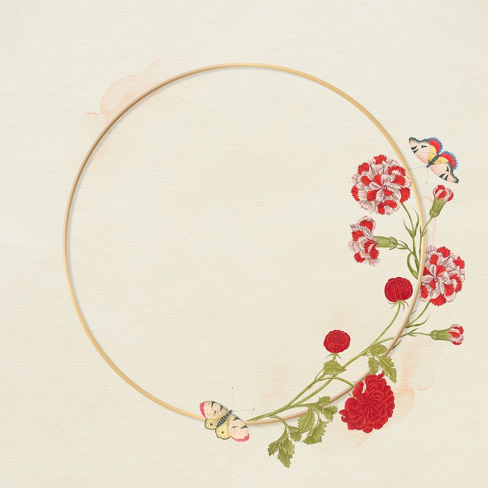 Psd floral gold frame, remixed from the 18th-century artworks from the Smithsonian archive.