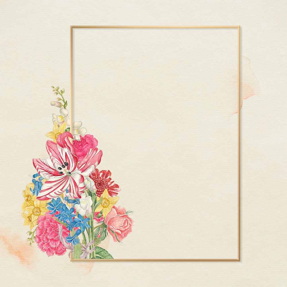 Psd floral gold frame, remixed from the 18th-century artworks from the Smithsonian archive.