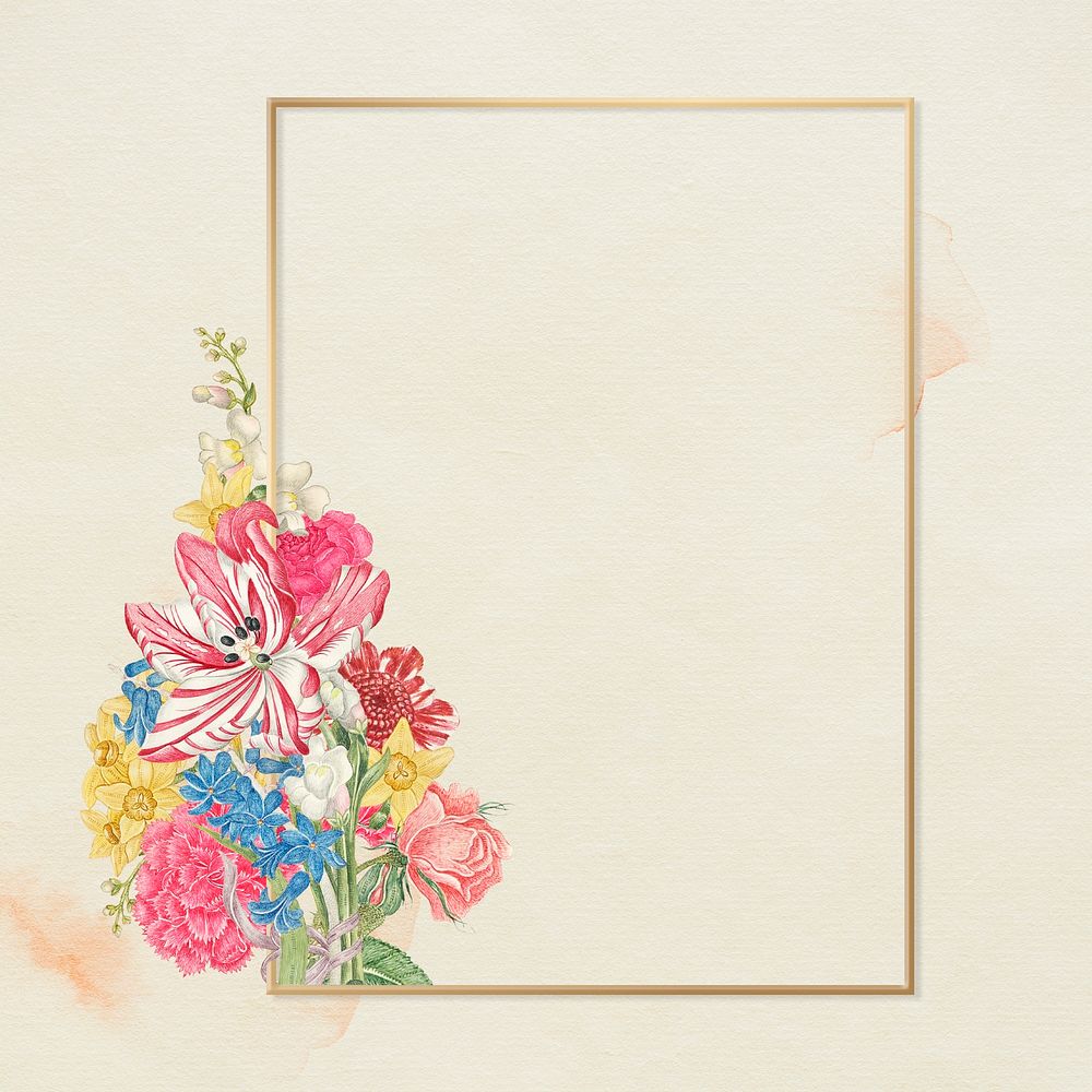 Vintage botanical frame, remixed from the 18th-century artworks from the Smithsonian archive.