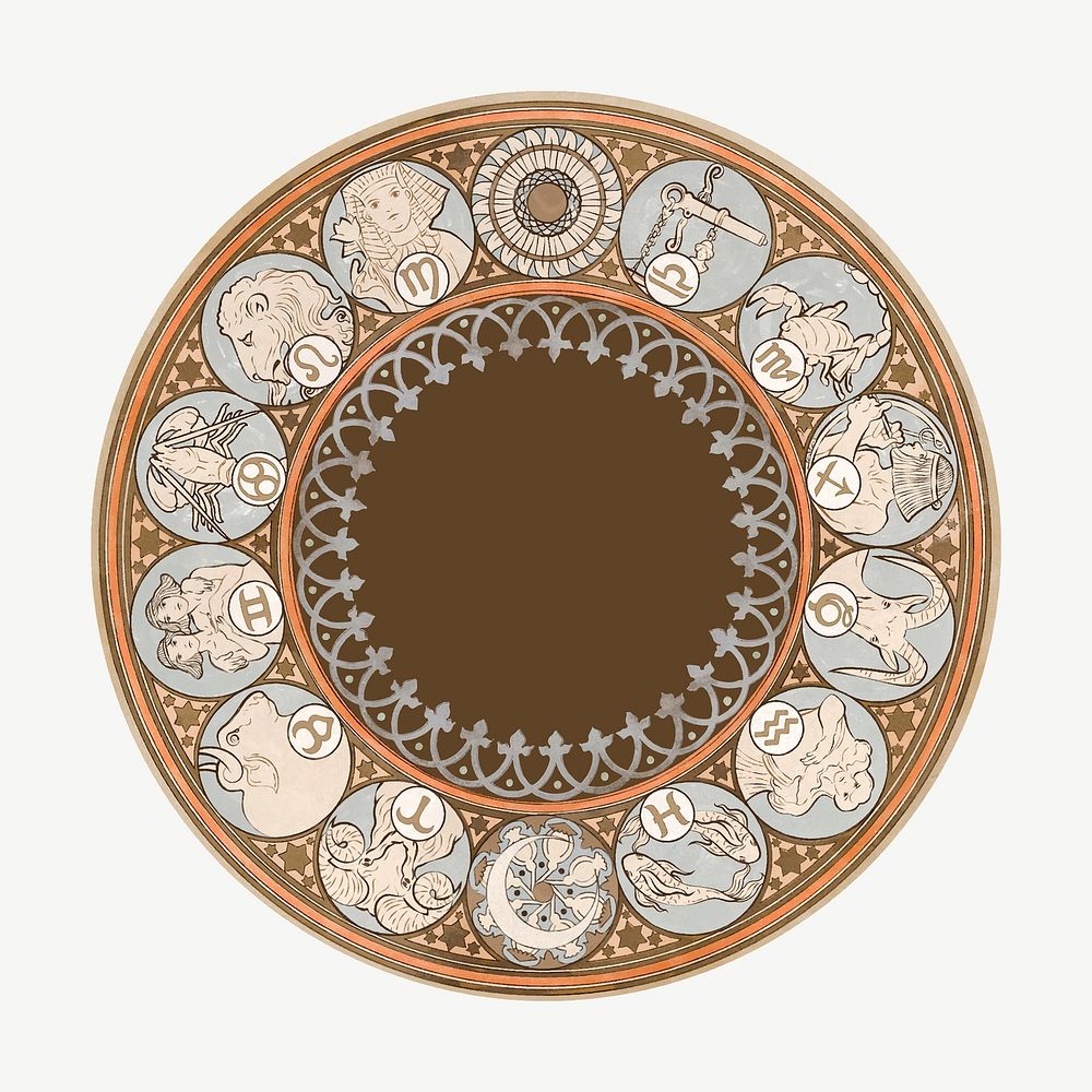 Art nouveau zodiac signs vector, remixed from the artworks of Alphonse Maria Mucha
