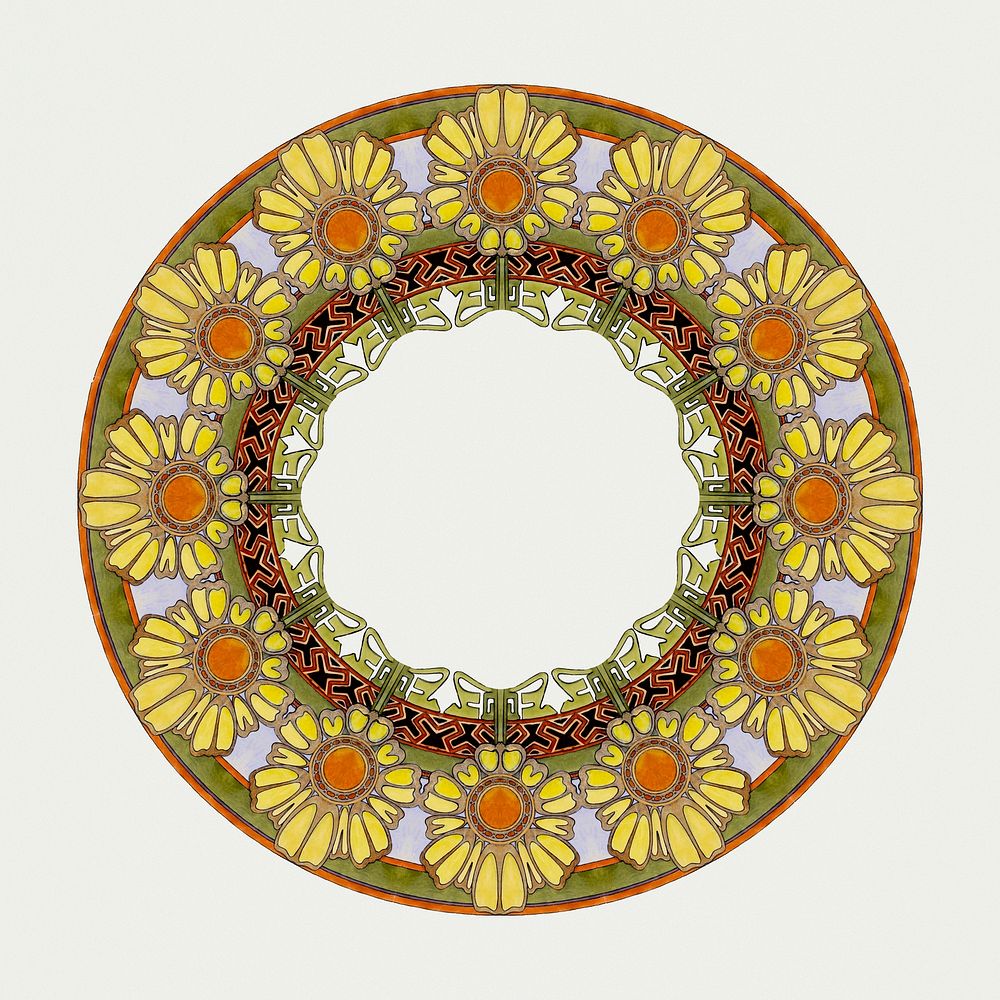 Art nouveau flower pattern psd element, remixed from the artworks of Alphonse Maria Mucha