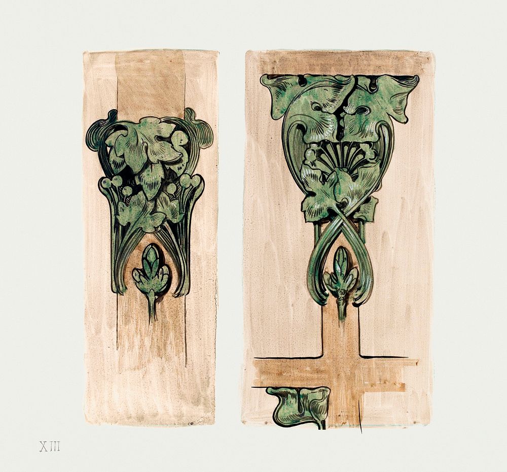 Bronze capitals for the interior of the Fouquet boutique by Alphonse Maria Mucha (1869&ndash;1939). Original from The Public…