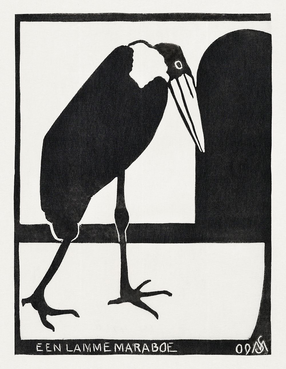 A lame marabou (Een lamme maraboe) (1909) print in high resolution by Samuel Jessurun de Mesquita. Original from The…