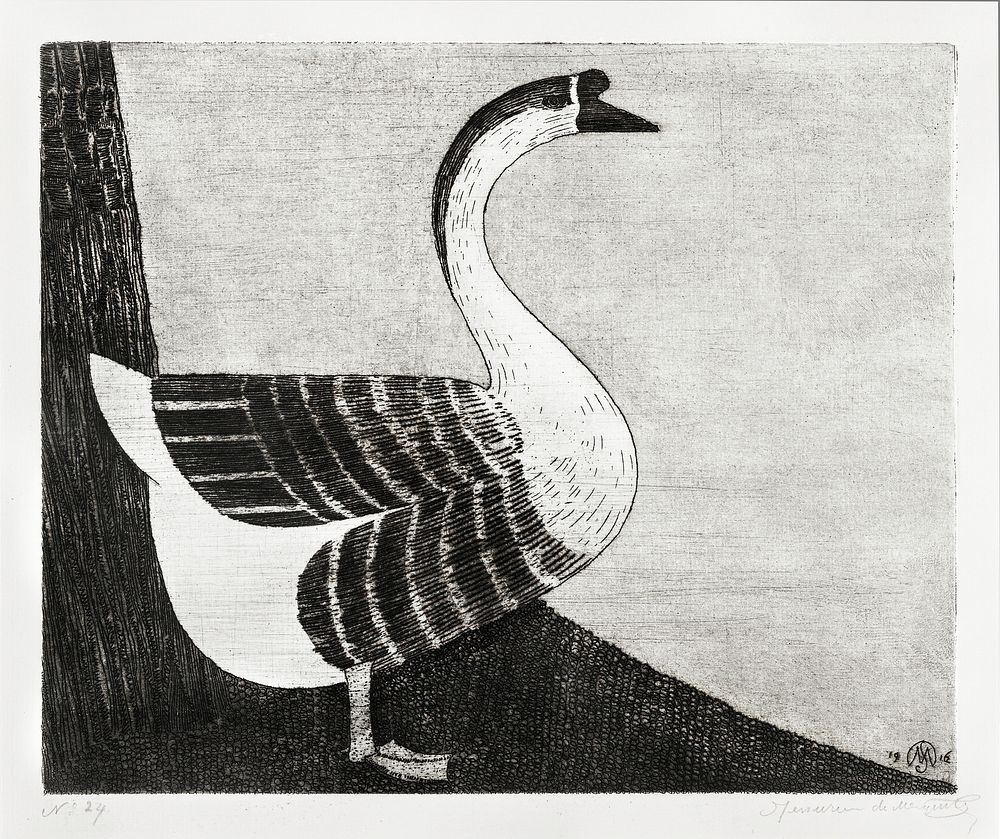 Goose (Knobbelgans) (1916) print in high resolution by Samuel Jessurun de Mesquita. Original from The Rijksmuseum. Digitally…