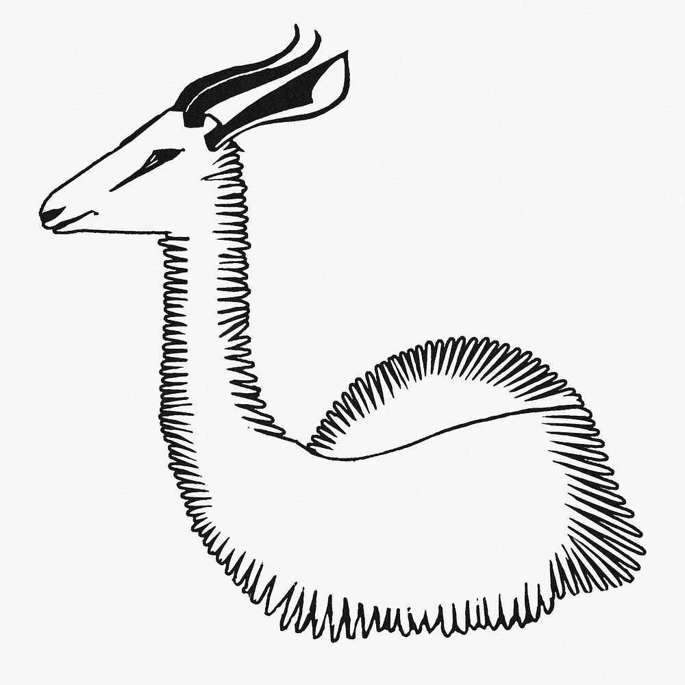 Vintage gazelle animal art print, remix from artworks by Samuel Jessurun de Mesquita