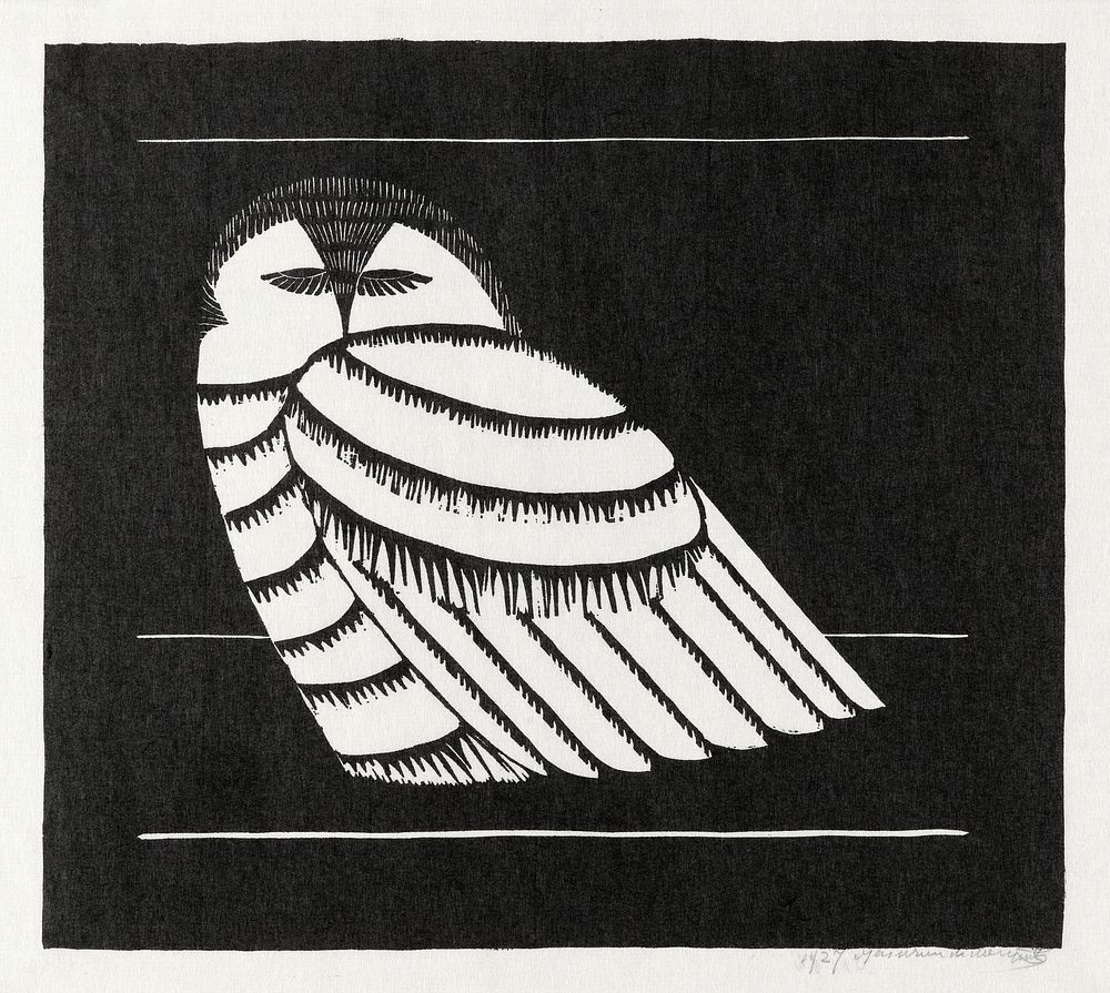Snowy owl (Sneeuwuil) (1927) print in high resolution by Samuel Jessurun de Mesquita. Original from The Rijksmuseum.…