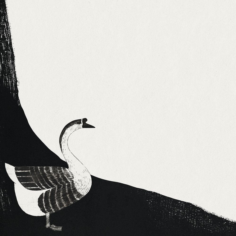 Vintage goose animal art print background, remix from artworks by Samuel Jessurun de Mesquita