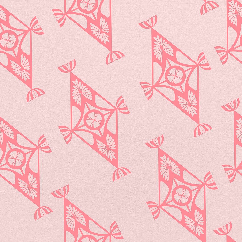 Vintage pink geometric gatsby pattern psd, remix from artworks by Samuel Jessurun de Mesquita