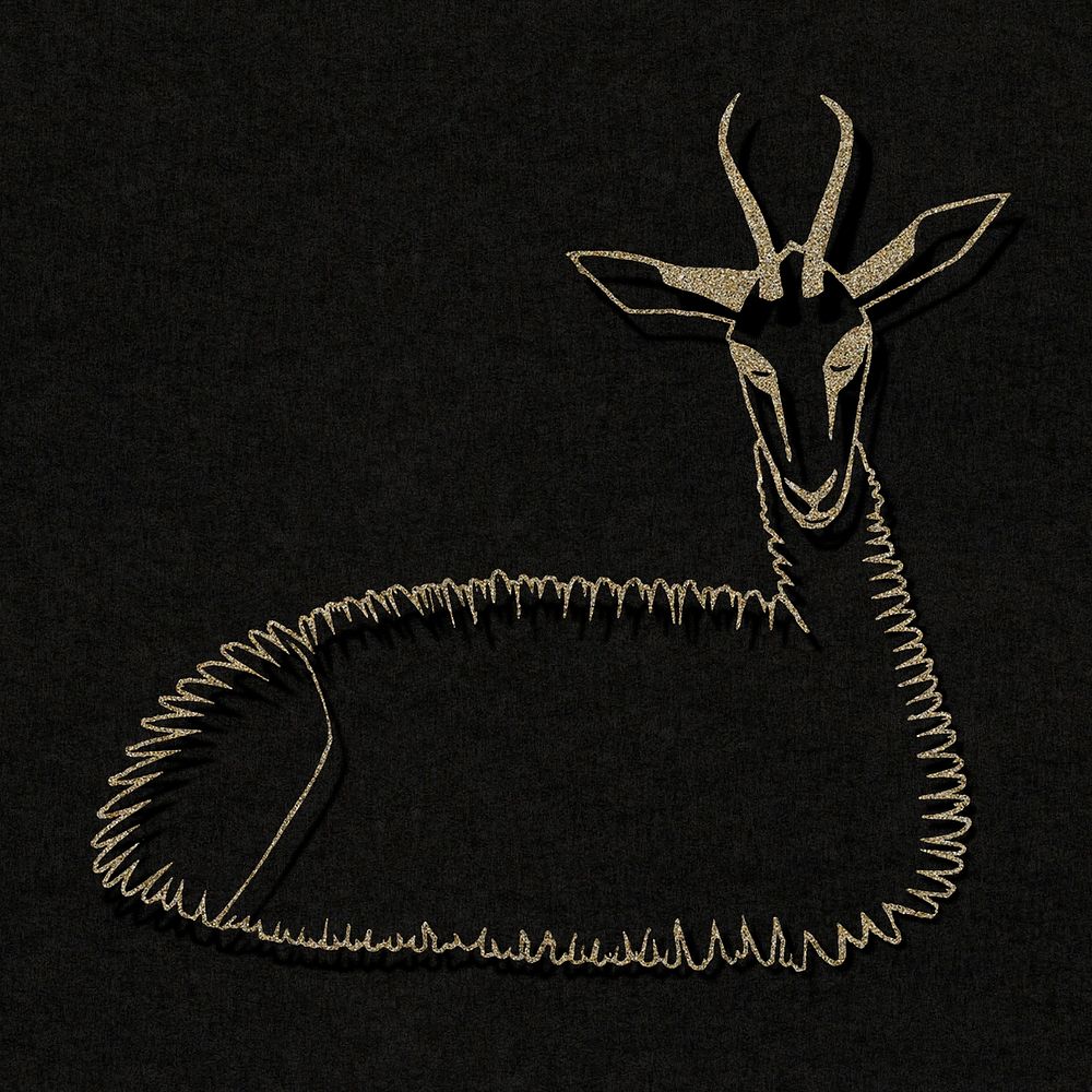 Vintage glittery gazelle psd animal art print, remix from artworks by Samuel Jessurun de Mesquita