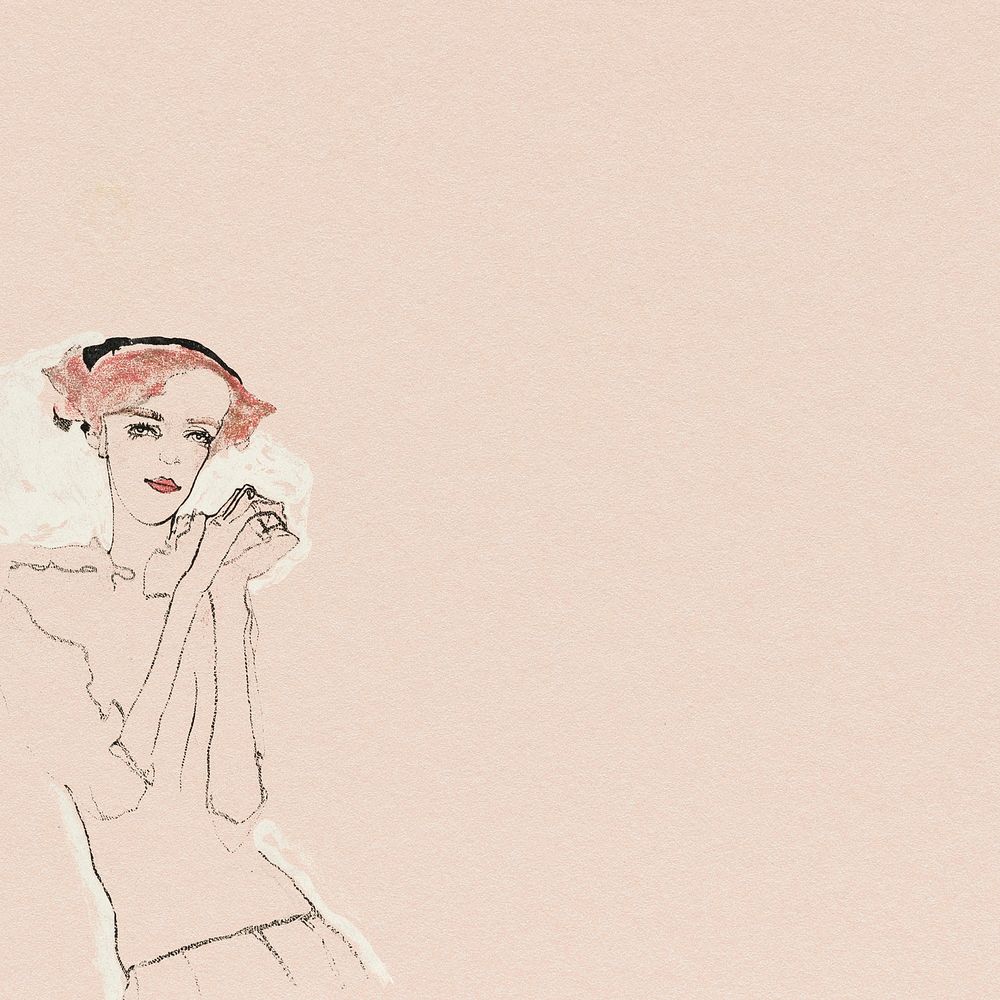 Vintage woman psd illustration background remixed from the artworks of Egon Schiele.