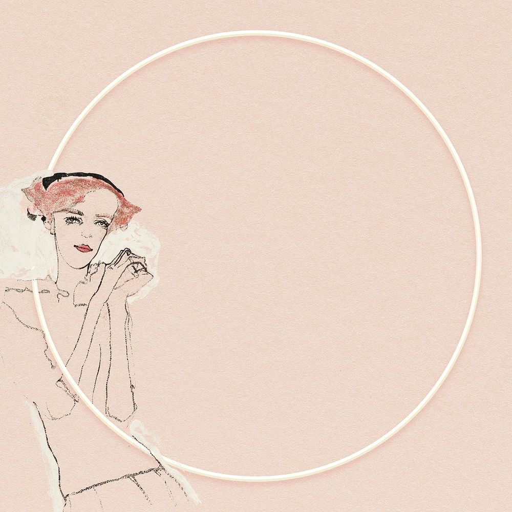 Vintage woman psd frame illustration remixed from the artworks of Egon Schiele.