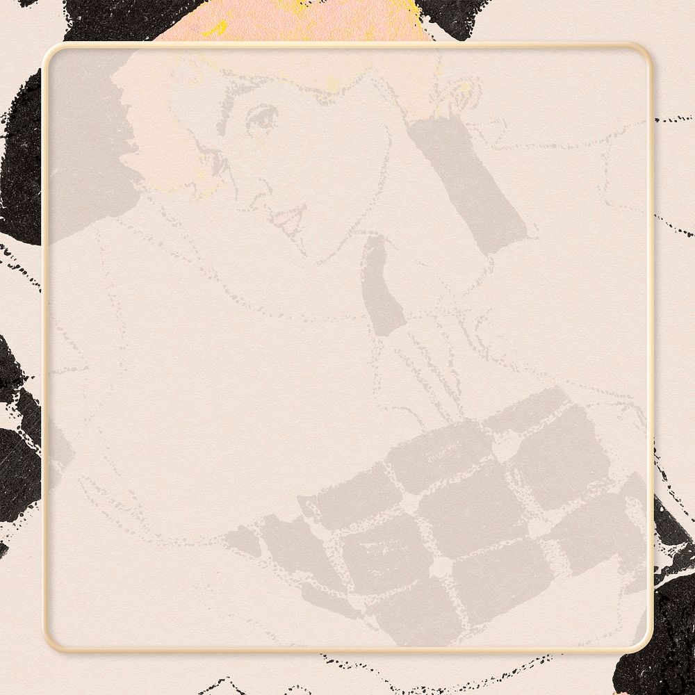 Vintage painted women psd frame remixed from the artworks of Egon Schiele.