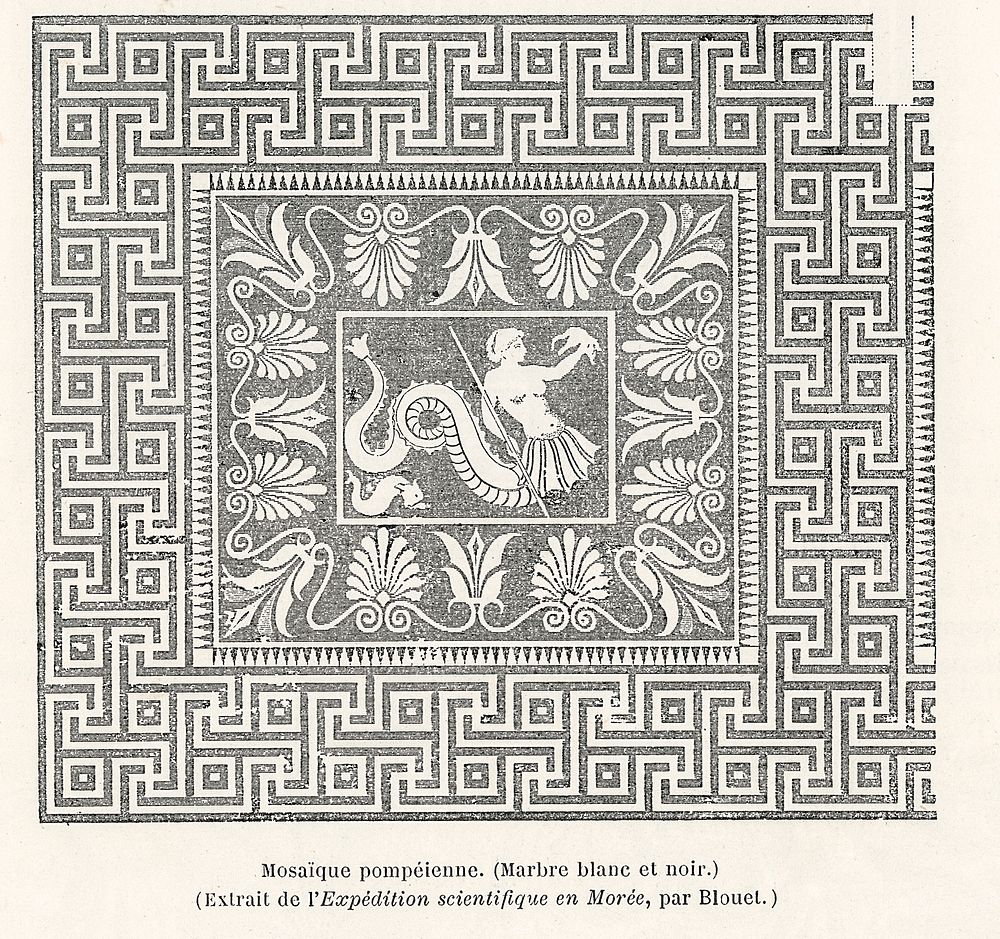 Pompeiian decorative design. Digitally enhanced from our own original 1888 edition from L'ornement Polychrome by Albert…