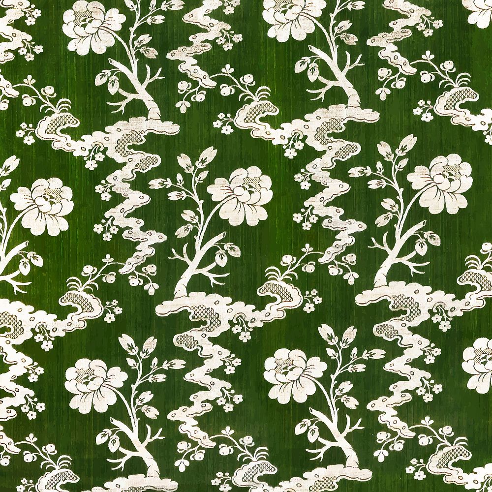 Vintage green floral pattern background vector