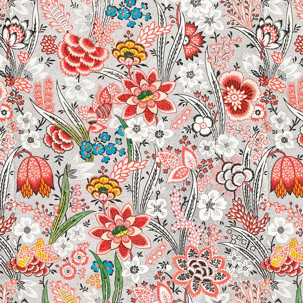 Vintage red floral pattern background vector
