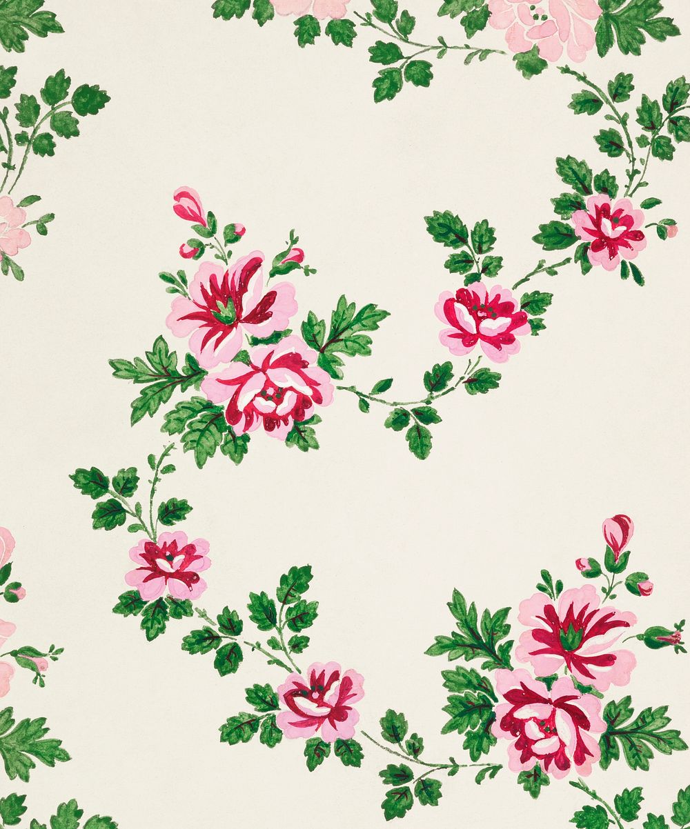 Rose textile designs (ca. 1830&ndash;1850) in high resolution. Original from The Smithsonian. Digitally enhanced by rawpixel.