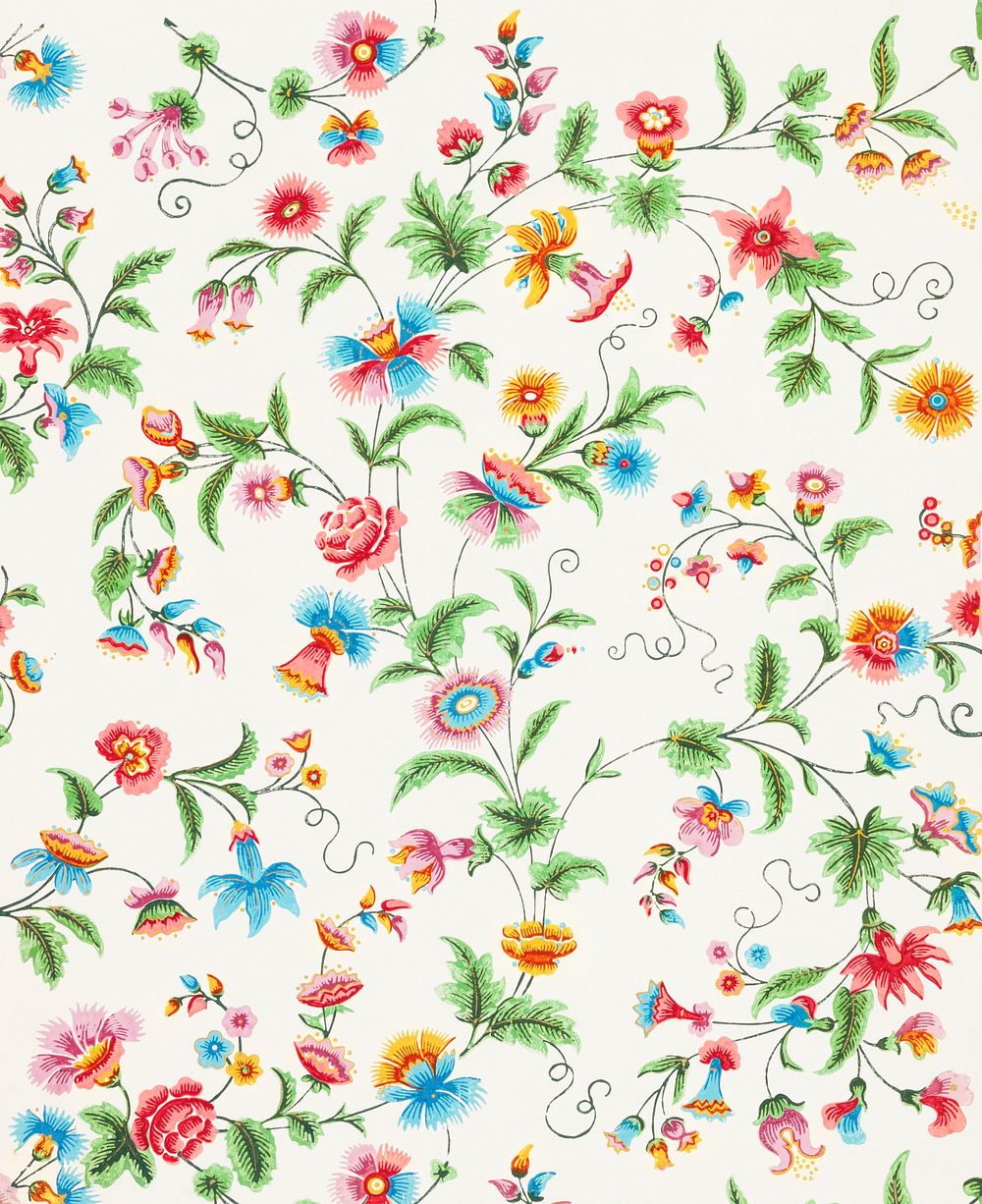 Vintage flower wallpaper (ca. 1800) in high resolution. Original from The Smithsonian. Digitally enhanced by rawpixel.