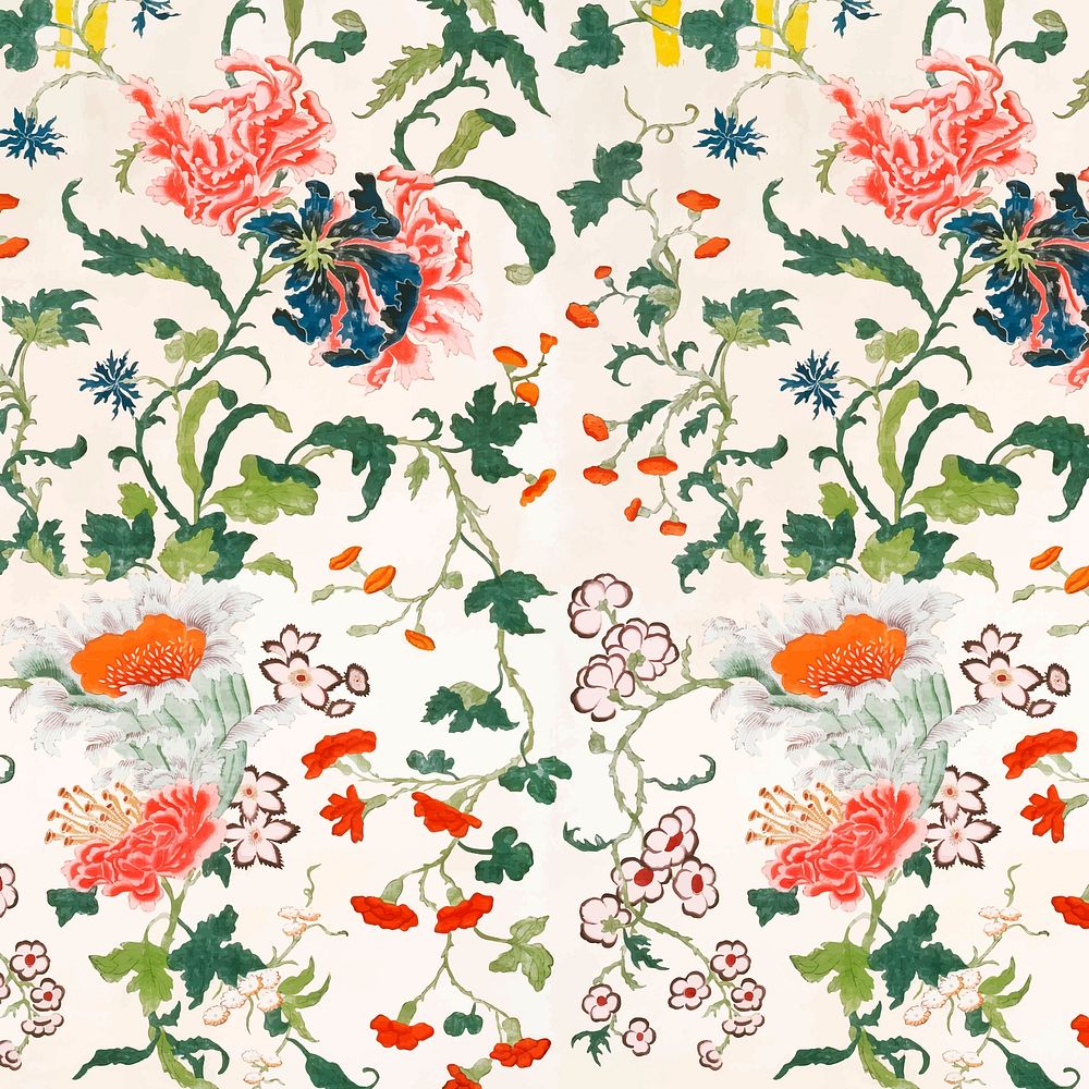 Blooming flowers pattern background  vector vintage style