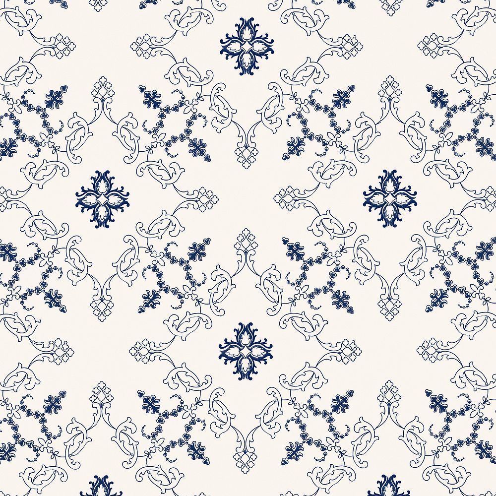 Blue and white psd vintage floral background image