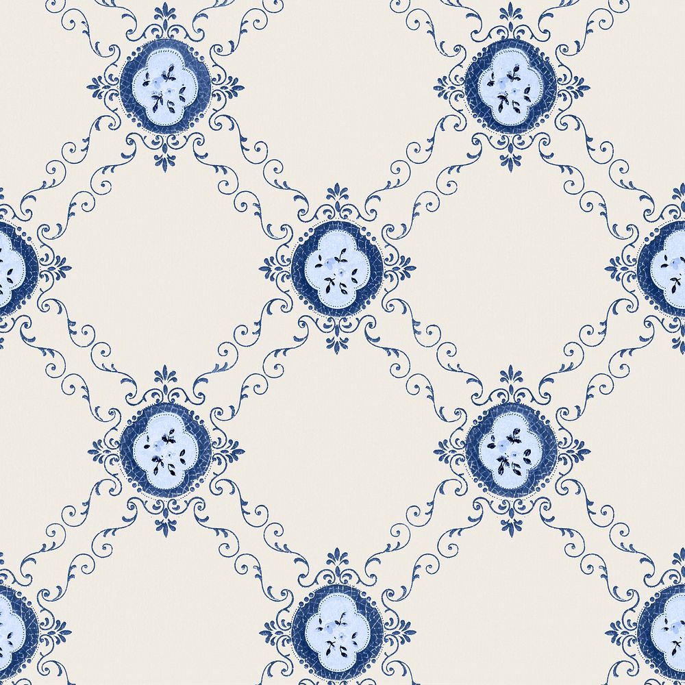 White and blue psd vintage floral background image