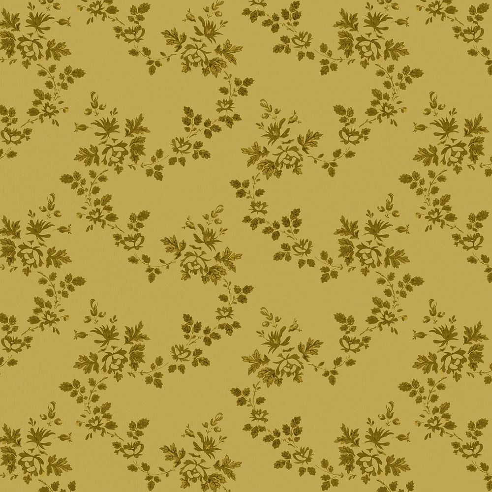 Vintage yellow ornamental psd botanical pattern image background