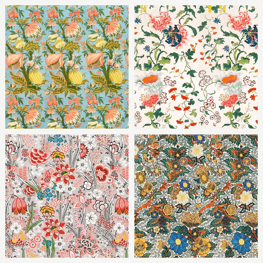 Floral vintage psd pattern background set