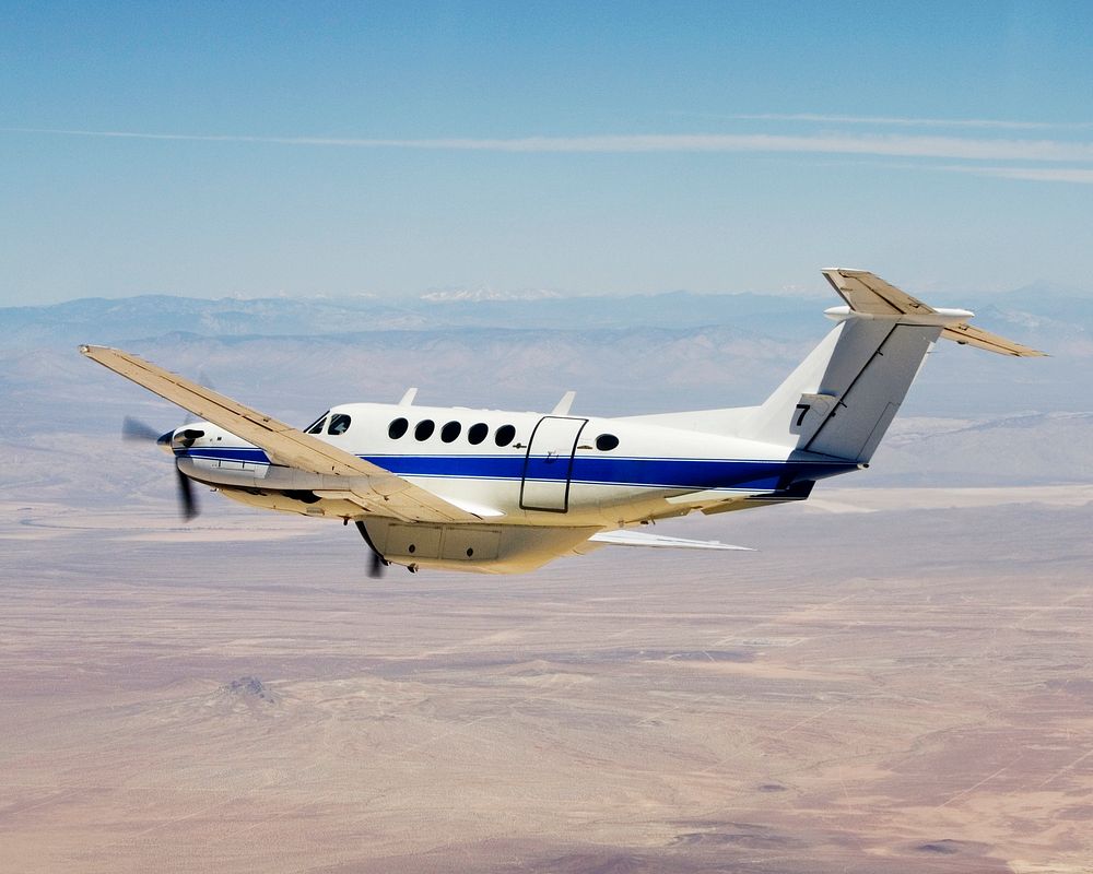 ASA's Dryden Flight Research Center operates this Beechcraft B-200 King Air N7NA for both pilot proficiency and mission…
