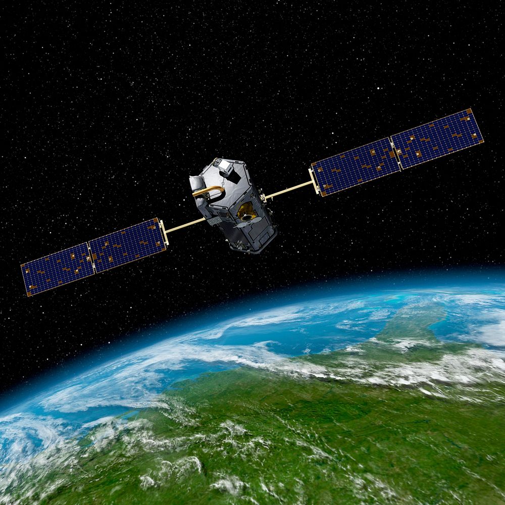 Artist&rsquo;s concept of the Orbiting Carbon Observatory. Original from NASA. Digitally enhanced by rawpixel.