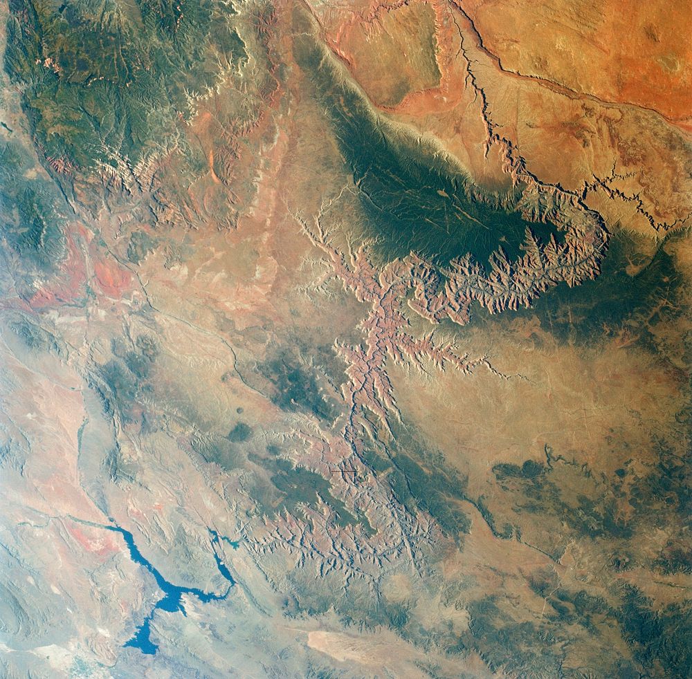 Skylab 3 Earth view of the Grand Canyon, Lake Mead and Kaibab. Original from NASA. Digitally enhanced by rawpixel.