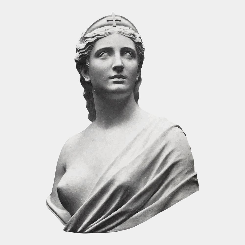 Aesthetic ancient goddess sculpture sticker, vintage woman vector collage element
